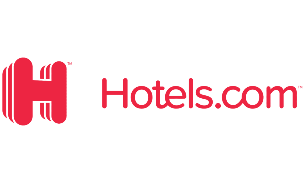 Hotels.com Logo und Buchungsoberfläche